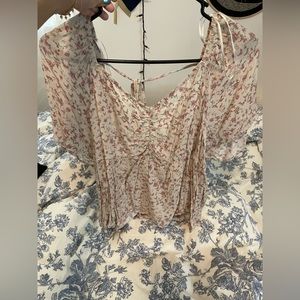 Flowy floral tops with open tie back